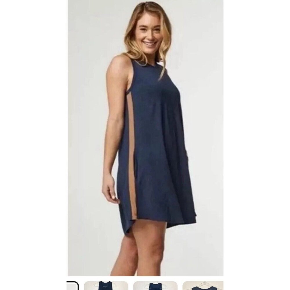 SHEBIRD The Tunic Tank Built In Bra Dress Lux Modal 8 Navy Blue